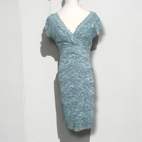 Vintage Y2K Fairycore Elegant Lace Dress in Light Blue shimmer sequins 10 - Picture 1 of 9